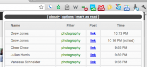 Inbox of Filtered posts by keyword