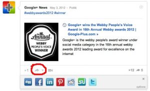 Share your Google+ post to other networks