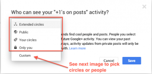 +1's activity update dialog