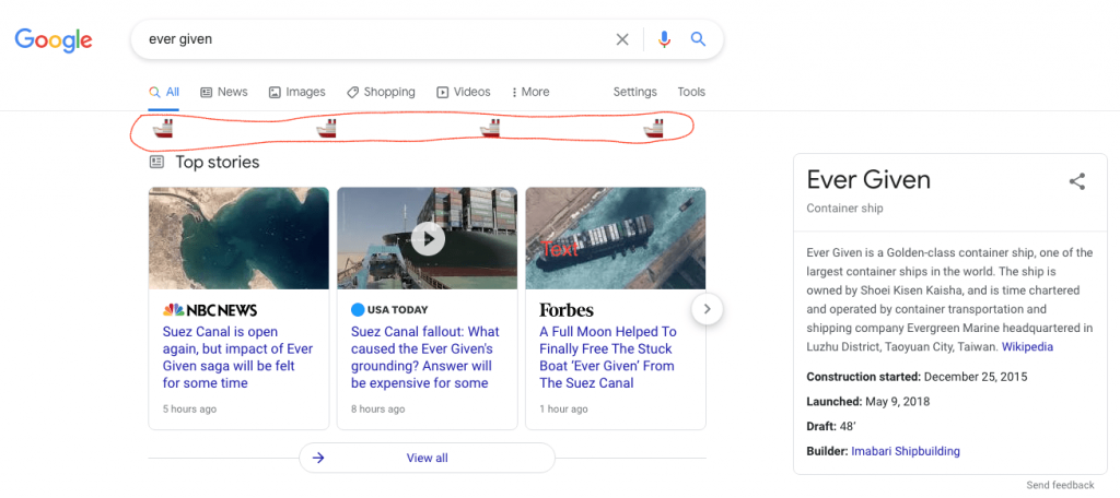 How to Watch ‘Ever Given’ or ‘Suez Canal’ Animated Ship in Google Search?